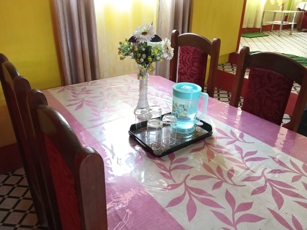 clean dinning area of goswami eco homestay tezpur